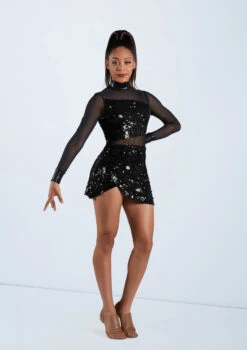 Weissman Ultra Sparkle Wrap Front Dress -Dance Costumes SQ11734 black 0258 91329.1698840541