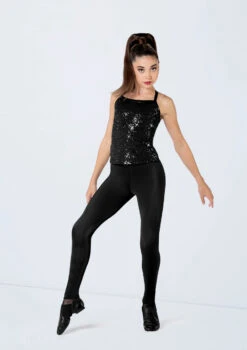 Weissman Sequin Adjustable Strap Top -Dance Costumes SQ13184 black 2126 03985.1692404276