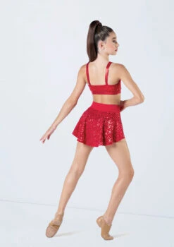Weissman Sequin Back Panel Skirt 10 Weissman Sequin Back Panel Skirt -Dance Costumes SQ9663 red S12430 red 368 09814.1692404069