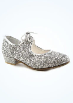 Alegra Tie Front Glitter Tap Shoe - Silver -Dance Costumes alh0021 silver main 1t 55136.1692919093