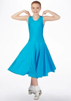 Tappers & Pointers Girl's Tank Ballroom Dress Long -Dance Costumes ballroom3 tappers pointers girls tank ballroom dress long blue front 57885.1678886270