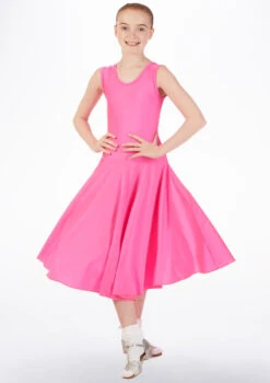 Tappers & Pointers Girl's Tank Ballroom Dress Long -Dance Costumes ballroom3 tappers pointers girls tank ballroom dress long pink front 15217.1678886270
