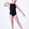 Bloch Girls Madinsson Zip Front Tank Leotard -Dance Costumes blcl1035 black front 61234.1675901672
