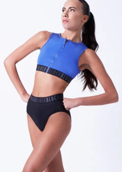 Bloch Remy Zip Front Tank Crop Top -Dance Costumes blft5010 blue front t 59922.1698799274