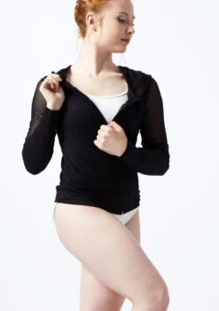 Ballet Rosa Zipped Mesh Hoodie -Dance Costumes br midori ballet rosa zipped mesh hoodie black front thumbnail T 83926.1698803760