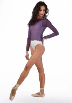 Ballet Rosa Mesh Warm Up Top -Dance Costumes br natasha ballet rosa mesh warm up top purple front 12418.1678926900