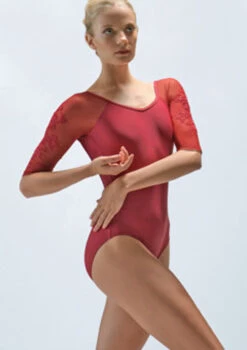 Ballet Rosa Aly Low Pinch Back Half Sleeve Leotard -Dance Costumes br aly low pinch back half sleeve leotard front red 4t 94831.1698802104