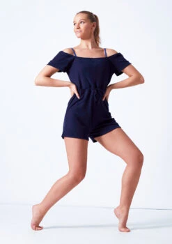 Ballet Rosa Romper Warm Up Suit -Dance Costumes branice navy front 2 06694.1678926646