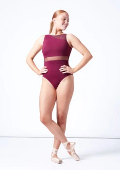 Intermezzo Clementine Tank Mesh Leotard -Dance Costumes it31664 burgundy front 1 61206.1697498581