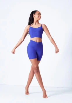 Mirella V Neck Chevron Cropped Camisole Top -Dance Costumes mim57059l blue front 2 68535.1679927468