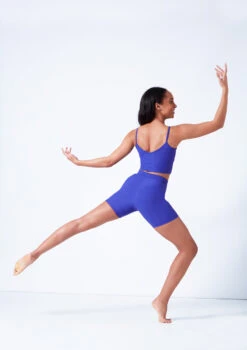 Mirella V Front Chevron Rib Shorts 14 Mirella V Front Chevron Rib Shorts -Dance Costumes mim6045l blue back 67434.1679927468