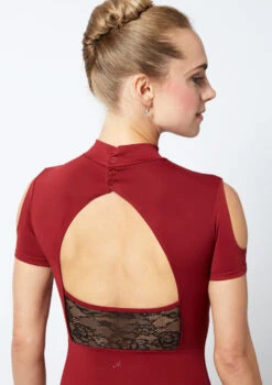 Move Dance Jura Cold Shoulder Lace Leotard 13 Move Dance Jura Cold Shoulder Lace Leotard -Dance Costumes mo l0620 move dance jura cold shoulder lace leotard red back no2 74736.1678884143