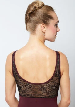 Move Dance Fara High Neck Lace Leotard 20 Move Dance Fara High Neck Lace Leotard -Dance Costumes mo l0621 move dance fara high neck lace leotard purple back no2 69149.1695684851