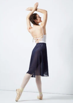 Move Dance Long Ballet Wrap Skirt -Dance Costumes mo r0014 move long ballet wrap skirt blue back 32114.1678884599