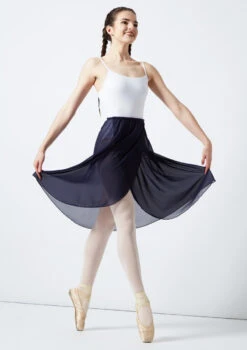 Move Dance Long Ballet Wrap Skirt -Dance Costumes mo r0014 move long ballet wrap skirt blue front 84130.1678884599