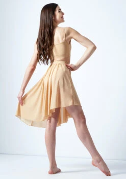 Move Dance Eris Asymmetric Lyrical Half Skirt -Dance Costumes mo r0020 move dance eris asymmetric lyrical half skirt tan back 57090.1678884615