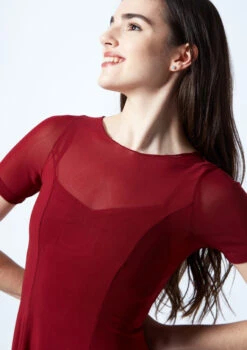 Move Dance Ceres Short Sleeve Lyrical Dress -Dance Costumes mo r0217 move dance ceres short sleeve lyrical dress red front no1 42893.1678884645