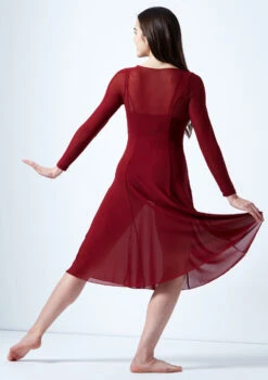Move Dance Dione Long Sleeve Lyrical Dress -Dance Costumes mo r0218 move dance dione long sleeve lyrical dress red back 12514.1678884651