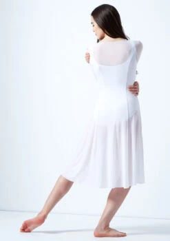 Move Dance Dione Long Sleeve Lyrical Dress -Dance Costumes mo r0218 move dance dione long sleeve lyrical dress white back 67332.1678884651