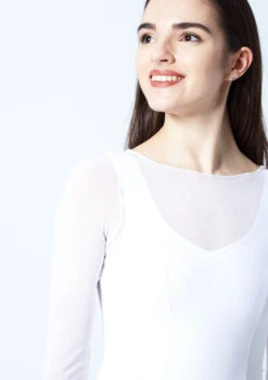 Move Dance Dione Long Sleeve Lyrical Dress -Dance Costumes mo r0218 move dance dione long sleeve lyrical dress white front no1 95551.1678884651