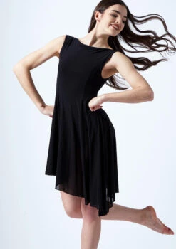 Move Dance Pandora Asymmetric Lyrical Dress -Dance Costumes mo r0221 move dance pandora high neck lyrical dress black front thumbnail T 74150.1691199194