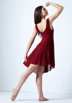 Move Dance Pandora Asymmetric Lyrical Dress -Dance Costumes mo r0221 move dance pandora high neck lyrical dress red back 47662.1678884660