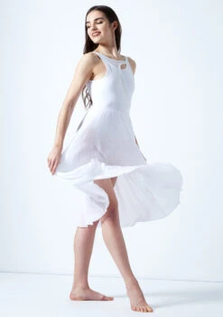 Move Dance Thalassa Cut Out Lyrical Dress -Dance Costumes mo r0223 move dance thalassa cut out lyrical dress white front 90876.1678884664