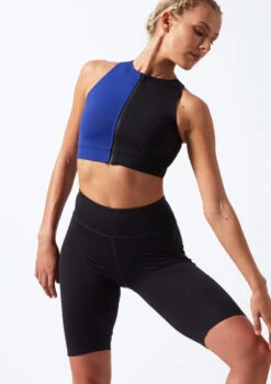 Move Dance Envision Zip Front Crop Top -Dance Costumes mo z0603 move dance envision zip front crop top blue front thumbnail T 01791.1696981188