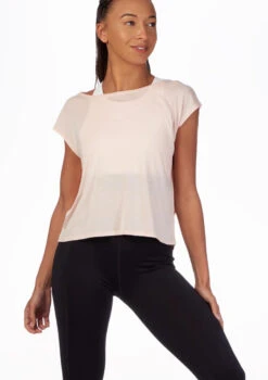 Move Dance Mesh Back Dance T Shirt -Dance Costumes mo z0607 move mesh back dance t shirt pink front thumbnail no1 T 45354.1696981188