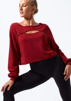 Move Dance Dare Cut Out Sweatshirt -Dance Costumes mo z0615 move dance dare cut out sweatshirt red front thumbnail T 89744.1696981188