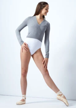 Move Dance Mila Ballet Wrap -Dance Costumes mo z0702 move dance mila ballet wrap grey front 57701.1678885086