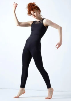 Move Dance Ariella Open Back Catsuit -Dance Costumes moc0636 black front 2 69117.1678928413