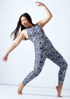 Move Dance Onyx Cross Back Unitard - Dimensions -Dance Costumes moc0901 blackwhite front 2 06343.1678928425