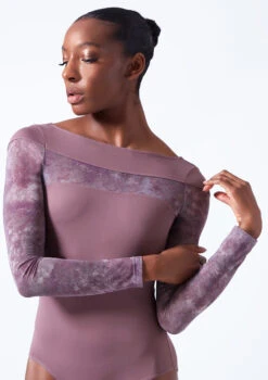 Move Dance Brizo Long Sleeve Leotard -Dance Costumes mol0665 orchid pink close up front 1 19779.1683070095