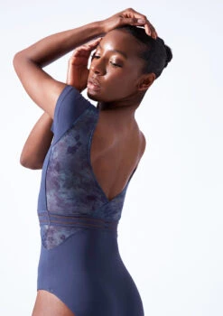 Move Dance Kalpana Cap Sleeve Leotard -Dance Costumes mol0670 petrol blue close up back 21980.1683070122