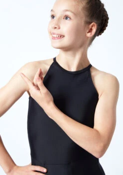 Move Dance Teen Elle High Neck Leotard -Dance Costumes mol5805 blk close up front 1 12772.1678884482
