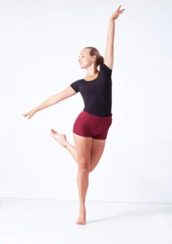 Move Dance Sasha Rolltop Dance Shorts -Dance Costumes mor0009 burgundy front 1 32862.1687216789