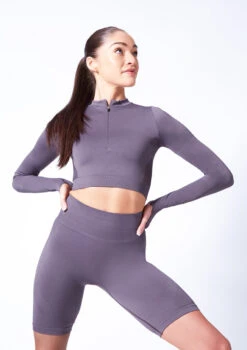Move Dance Pippa Seamless Shorts -Dance Costumes mor0504 sharkgrey close up front 10607.1684799005