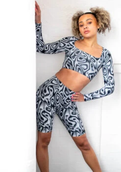 Move Dance Nebula High Waisted Cycling Shorts - Dimensions -Dance Costumes mor0907 dim front 3t 10985.1686178262