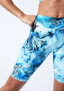Move Dance Nebula High Waisted Cycling Shorts - Pacific -Dance Costumes mor0907 pac close up front 1 37398.1678884733