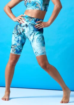 Move Dance Nebula High Waisted Cycling Shorts - Pacific -Dance Costumes mor0907 pac front 2t 31498.1686178262