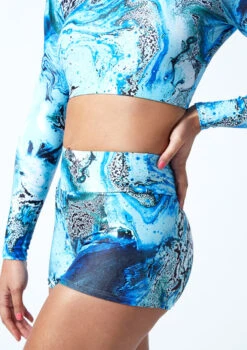 Move Dance Astra High Waisted Shorts - Pacific 9 Move Dance Astra High Waisted Shorts - Pacific -Dance Costumes mor0909 pac close up front 1 94203.1678884739