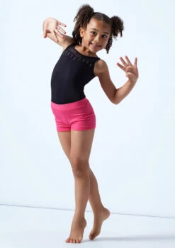 Move Dance Thalia Girls Dance Shorts -Dance Costumes mor5011 bright pink front 2 15156.1688080915