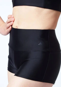 Move Dance Teen Carina High Waisted Dance Shorts -Dance Costumes mor5811 blk close up front 1 98289.1678884781