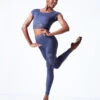 Move Dance Zorya Cap Sleeve Crop Top -Dance Costumes mos0603 petrol blue front 1 48069.1683070441