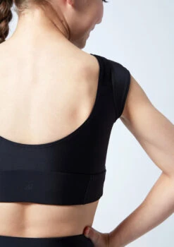 Move Dance Teen Amelia Cap Sleeve Crop Top -Dance Costumes mos5831 blk close up back 1 26568.1678884829