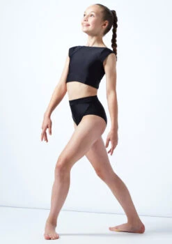 Move Dance Teen Amelia Cap Sleeve Crop Top -Dance Costumes mos5831 blk front 1 50241.1678884829