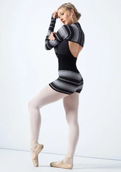 Move Dance Orchid Striped Knit Dance Shrug -Dance Costumes moz0707 gry back 1 92793.1678885097