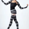 Move Dance Orchid Striped Knit Dance Shrug -Dance Costumes moz0707 gry front 1 02191.1678885097