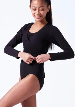 Move Dance Kiara Teen Ballet Wrap -Dance Costumes moz5001 black front t 53434.1691199734